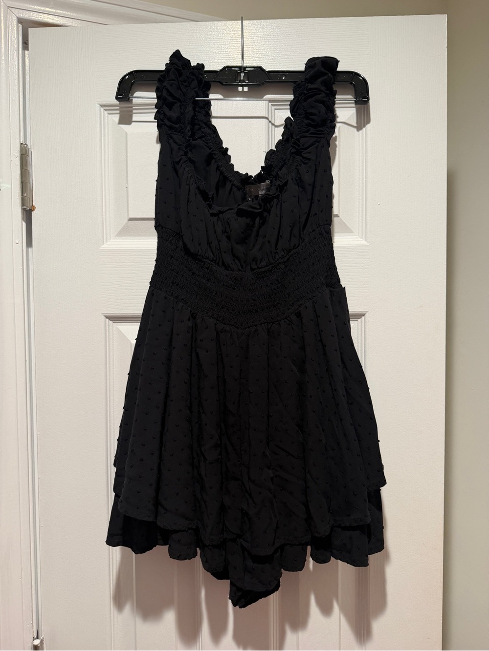 Black Ruffled Sleeveless Women's Dress/romper